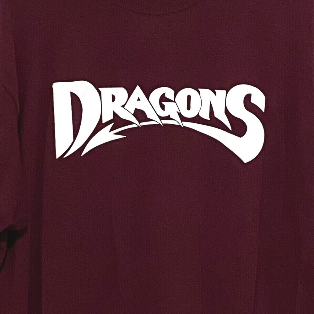 Dragons Mens T-Shirt XL Maroon #44 Sports Jersey Style Fall Color Logo Athletic